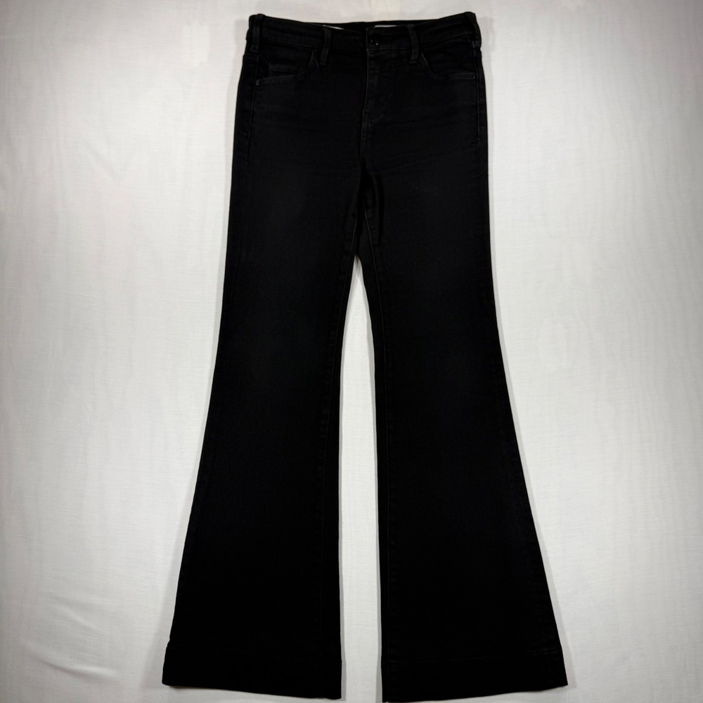 Anthropologie Pilcro Superscript Flare Jeans Black 26 Petite High Rise Stretch